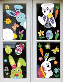img 4 attached to 🐇 Transform Your Home with 361PCS Easter Bunny Window Cling Decorations - Perfect for Egg Hunt Games & Home Party Ornaments