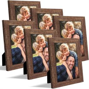 img 4 attached to 🖼️ ZIRANLING 5X7 Picture Frame: Rustic Brown Wood Set for Stunning Display – Table Top & Wall Mounting, High Definition Glass Included