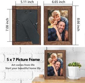 img 3 attached to 🖼️ ZIRANLING 5X7 Picture Frame: Rustic Brown Wood Set for Stunning Display – Table Top & Wall Mounting, High Definition Glass Included