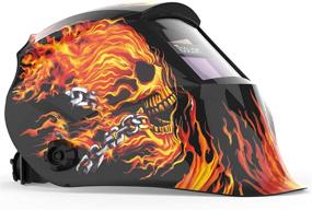 img 2 attached to 🔥 TOOLIOM Flaming Skull Style True Color Auto Darkening Welding Helmet - Solar Powered Welding Mask with Shade Range 9-13 for TIG MIG ARC