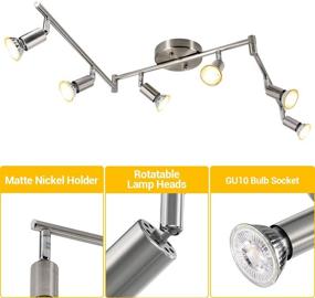 img 2 attached to 🔦 Versatile LED 6-Light Track Light Kit: Matte Nickel Ceiling Spot Light Set with Rotatable Heads, High CRI≥90, Ideal for Exhibition or Hallway - Includes 6X 5W LED GU10 Bulbs (2700K, 510LM)