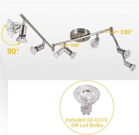 img 3 attached to 🔦 Versatile LED 6-Light Track Light Kit: Matte Nickel Ceiling Spot Light Set with Rotatable Heads, High CRI≥90, Ideal for Exhibition or Hallway - Includes 6X 5W LED GU10 Bulbs (2700K, 510LM)