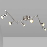 🔦 versatile led 6-light track light kit: matte nickel ceiling spot light set with rotatable heads, high cri≥90, ideal for exhibition or hallway - includes 6x 5w led gu10 bulbs (2700k, 510lm) логотип