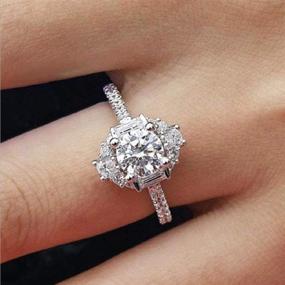 img 4 attached to Мода Wenbin Обручальное кольцо с камнем из циркона Cushion Cut 4ct 5A: потрясающее обручальное кольцо с одним камнем для помолвки с серебряным стержнем из 925 серебра и белым топазом CZ, размер 9.