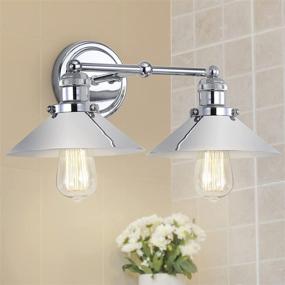 img 4 attached to 🔆 JONATHAN Y JYL7424A June 17.5" 2-Light Metal Shade Farmhouse Wall Sconce: Stylish Bedroom, Livingroom, and Bathroom Lighting Solution in Chrome