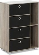 🗄️ organize in style: furinno andrey multipurpose storage cabinet in french oak grey/black logo