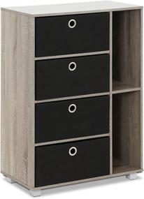 img 4 attached to 🗄️ Organize in Style: FURINNO Andrey Multipurpose Storage Cabinet in French Oak Grey/Black