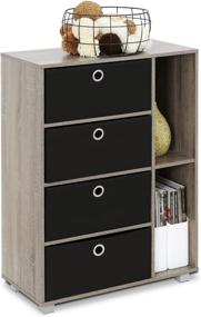 img 1 attached to 🗄️ Organize in Style: FURINNO Andrey Multipurpose Storage Cabinet in French Oak Grey/Black