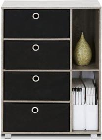 img 2 attached to 🗄️ Organize in Style: FURINNO Andrey Multipurpose Storage Cabinet in French Oak Grey/Black