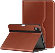 📱 soke ipad mini 6 case 2021 - premium pu leather folio stand, multi-view angles, shockproof tpu back cover - brown logo