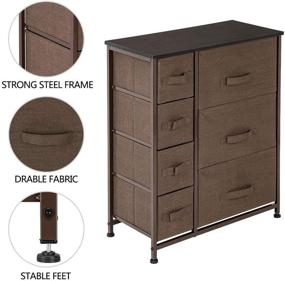 img 1 attached to 🗄️ JOYMOR Espresso Tall Dresser Storage Tower with 7 Drawers - Metal Frame, Wood Top, Vertical Fabric Furniture Storage Organizer Unit for Kids Bedroom Nursery Playroom