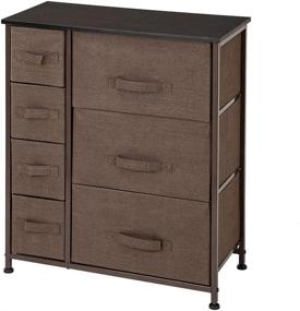 img 4 attached to 🗄️ JOYMOR Espresso Tall Dresser Storage Tower with 7 Drawers - Metal Frame, Wood Top, Vertical Fabric Furniture Storage Organizer Unit for Kids Bedroom Nursery Playroom