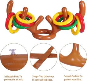 img 2 attached to 🦌 Inflatable Reindeer Antler Ring Toss Game Set - Fun Family Xmas Party Supplies with 3 Antlers and 18 Rings