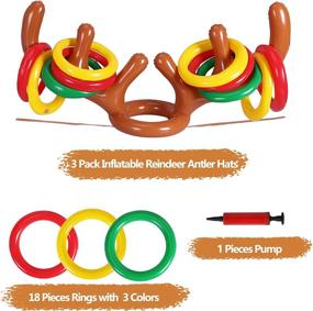 img 1 attached to 🦌 Inflatable Reindeer Antler Ring Toss Game Set - Fun Family Xmas Party Supplies with 3 Antlers and 18 Rings