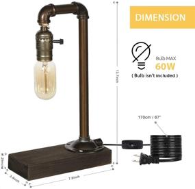 img 1 attached to 🏭 HAITRAL Retro Vintage Table Lamp: Industrial Loft Style Steam Punk Lamp for Bedside, Living Room, Kitchen, Café, Store, Pub, Dorm