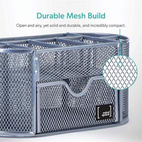 img 1 attached to 🗄️ Mindspace Silver Mesh Office Desk Organizer with 8 Compartments + Drawer, Desk Caddy Pen Holder for Office Accessories - The Mesh Collection