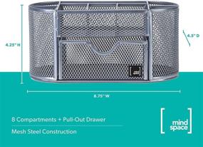 img 2 attached to 🗄️ Mindspace Silver Mesh Office Desk Organizer with 8 Compartments + Drawer, Desk Caddy Pen Holder for Office Accessories - The Mesh Collection