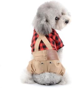 img 4 attached to 🐾 SELMAI Small Dog Red Plaid Overall with Khaki Bib Pants - Breathable Jumpsuit for Puppy Boys and Cats - Perfect for Walking Outdoors in Spring and Autumn