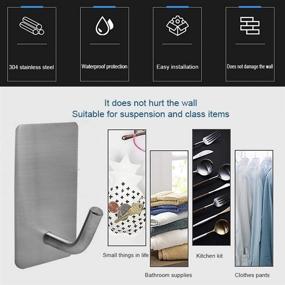 img 2 attached to 🔑 Meirenda Self Adhesive Hooks - Removable Wall Hangers for Bathroom Towels, Office, Home, Kitchen - Sticky Adhesive Hanging Hooks for Keys, Bags, Robes (8-Pack)