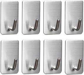img 4 attached to 🔑 Meirenda Self Adhesive Hooks - Removable Wall Hangers for Bathroom Towels, Office, Home, Kitchen - Sticky Adhesive Hanging Hooks for Keys, Bags, Robes (8-Pack)