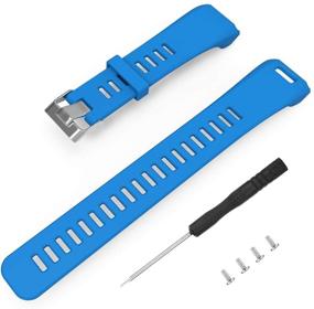 img 1 attached to Meifox Blue Soft Silicone Replacement Bands for Garmin Vivosmart HR Watch - Compatible with Garmin Vivosmart HR Replacement Bands