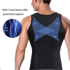 img 2 attached to 👕 Eleady Men's Slimming Compression Shirt Undershirt Body Shaper Workout Tank Top Sport Vest with Zipper