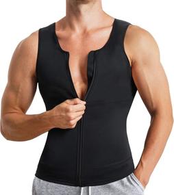 img 4 attached to 👕 Eleady Men's Slimming Compression Shirt Undershirt Body Shaper Workout Tank Top Sport Vest with Zipper