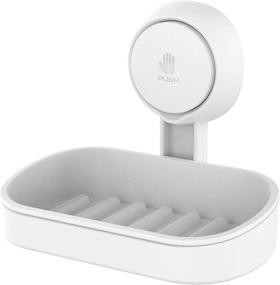 img 4 attached to 🛁 LEVERLOC Soap Holder Shower Soap Dish with Suction Cup, Wall Mounted, No-Drilling, Self Draining, Removable, Waterproof, Strong Vacuum Suction for Bar Soap, Sponge Holder in Bathroom, Bathtub, Kitchen Sink