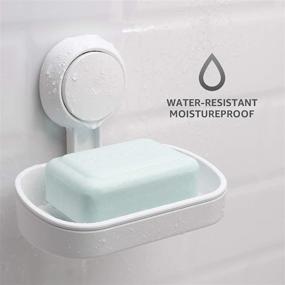 img 2 attached to 🛁 LEVERLOC Soap Holder Shower Soap Dish with Suction Cup, Wall Mounted, No-Drilling, Self Draining, Removable, Waterproof, Strong Vacuum Suction for Bar Soap, Sponge Holder in Bathroom, Bathtub, Kitchen Sink