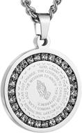 gold stainless steel praying hands coin medal pendant by hzman: bible verse prayer necklace for christians logo