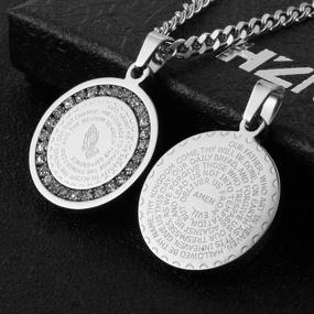 img 3 attached to Ожерелье с медальоном монеты «Золотые нержавеющие стальные руки, молитва» от HZMAN: ожерелье с памятным медальоном и библейской цитатой для христиан.