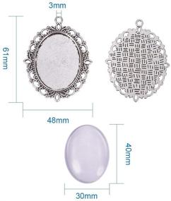 img 1 attached to 📿 PH PandaHall Pendant Trays Set - 5pcs Antique Silver Pendant Trays Cabochon Settings for Wedding Bouquet Photo Charms, 5pcs 40x30mm Oval Glass Cabochon Dome Tiles for DIY Wedding Bridal Charm Accessories