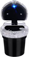 🚗 bling car ashtray: portable smokeless cylinder cup holder with led light indicator - ideal car accessories for women, home, and office (black) logo