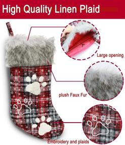 img 1 attached to 🎄 Pet Dog Christmas Stockings 2 Pack: Buffalo Plaid, Large Size, 'I Woof You' Letter - Perfect Dog Gift for Christmas! Hang with Plush Faux Fur for Festive Dog Family Decor
