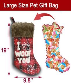 img 2 attached to 🎄 Pet Dog Christmas Stockings 2 Pack: Buffalo Plaid, Large Size, 'I Woof You' Letter - Perfect Dog Gift for Christmas! Hang with Plush Faux Fur for Festive Dog Family Decor
