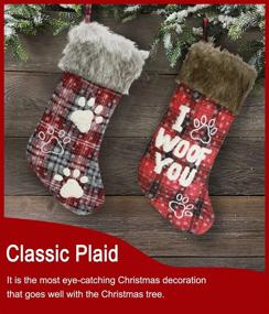img 3 attached to 🎄 Pet Dog Christmas Stockings 2 Pack: Buffalo Plaid, Large Size, 'I Woof You' Letter - Perfect Dog Gift for Christmas! Hang with Plush Faux Fur for Festive Dog Family Decor