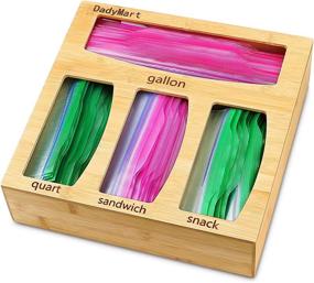 img 4 attached to 🎋 DadyMart Bamboo Ziplock Bag Storage Organizer for Organized Kitchen Drawers, Suitable for Gallon, Quart, Sandwich, and Snack Bags