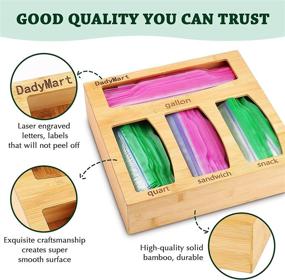 img 1 attached to 🎋 DadyMart Bamboo Ziplock Bag Storage Organizer for Organized Kitchen Drawers, Suitable for Gallon, Quart, Sandwich, and Snack Bags