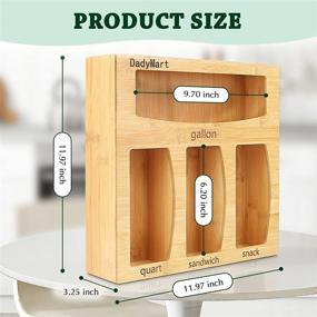 img 2 attached to 🎋 DadyMart Bamboo Ziplock Bag Storage Organizer for Organized Kitchen Drawers, Suitable for Gallon, Quart, Sandwich, and Snack Bags