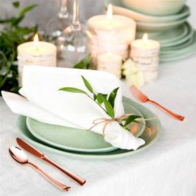 img 1 attached to 🌹 Rose Gold Plastic Silverware Party Utensils Set - Premium Disposable Cutlery for Elegant Events, Birthdays & Weddings