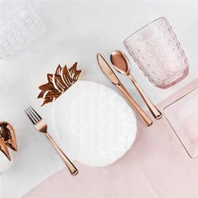 img 3 attached to 🌹 Rose Gold Plastic Silverware Party Utensils Set - Premium Disposable Cutlery for Elegant Events, Birthdays & Weddings