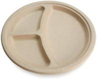 🌱 earth's natural alternative 10" 3-compartment compostable disposable paper plates - bulk pack of 125 | eco friendly, biodegradable, sturdy bamboo plates for large dinner parties | heavy-duty, unbleached logo