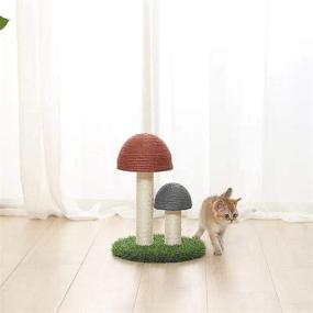 img 1 attached to Lanzhou Cat Scratching Post - Mushroom Design, Natural Sisal Cute Kitten Scratching Post for Indoor Cats - Brown Color