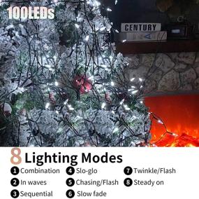 img 3 attached to 🎄 Battery Christmas Lights, 36ft 100 LED Christmas Mini String Lights, 8 Modes Battery Operated Fairy String Lights, Waterproof Christmas Tree Lights for Home, Garden, Holiday Decorations(White)