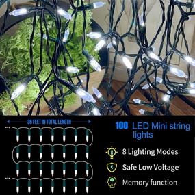 img 2 attached to 🎄 Battery Christmas Lights, 36ft 100 LED Christmas Mini String Lights, 8 Modes Battery Operated Fairy String Lights, Waterproof Christmas Tree Lights for Home, Garden, Holiday Decorations(White)