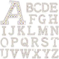 glam up your crafts with 26 piece rhinestone iron on patch a-z white pearl bling rhinestone letter patch glitter alphabet applique rhinestone pearl english letter - perfect diy craft supplies (ab colors) logo