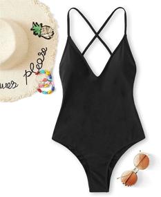 img 2 attached to 👙 SOLYHUX Women's Plunge Monokini Swimsuit - Stylish Swimwear for Ladies