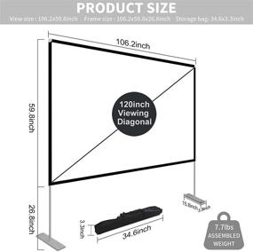 img 3 attached to 120 inch Portable Projection Screen with Stand - 16:9 4K HD Rear/Front Projections Movies Screen for Indoor/Outdoor Home Theater, Backyard Cinema, and Travel - Includes Carry Bag