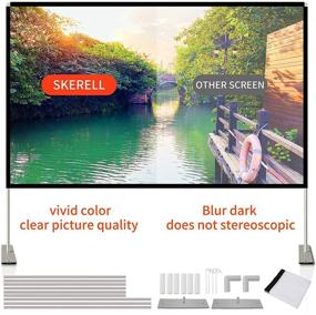 img 1 attached to 120 inch Portable Projection Screen with Stand - 16:9 4K HD Rear/Front Projections Movies Screen for Indoor/Outdoor Home Theater, Backyard Cinema, and Travel - Includes Carry Bag