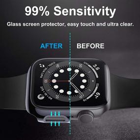 img 1 attached to 📱 Liwin 3-Pack Tempered Glass Screen Protector Cases for Apple Watch SE/Series 6/5/4 40mm - Protect Your iWatch in Style!